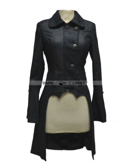 Pentagramme Black Long Sleeves High-Low Gothic Jacket for Women