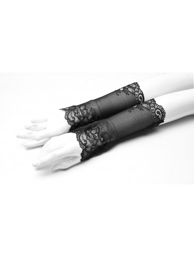 Punk Rave Black Gothic Daily Wear Lace Gloves for Women