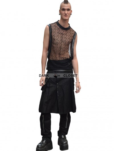 Pentagramme Black Net Sleeveless Gothic Shirt for Men