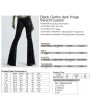 Punk Rave Black Sexy Gothic Dark Fringe Flared Trousers for Women