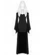 Punk Rave Black and White Gothic Saint-Girl Long Sleeve Hooded High-low Dress
