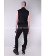 Pentagramme Black Sleeveless High Collar Gothic Top for Men