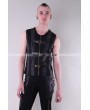 Pentagramme Black Sleeveless Leather Buckle Belt Gothic Top for Men