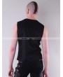 Pentagramme Black Sleeveless Leather Buckle Belt Gothic Top for Men