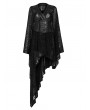 Punk Rave Black Gothic Transparant Jacquard Asymmetrical Kimono for Women