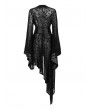 Punk Rave Black Gothic Transparant Jacquard Asymmetrical Kimono for Women