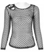 Punk Rave Black Gothic Daily Wear Perspective Mesh T-Shirt for Women