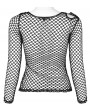 Punk Rave Black Gothic Daily Wear Perspective Mesh T-Shirt for Women