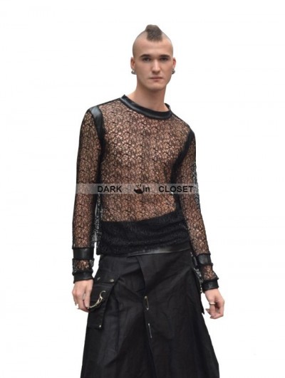 Pentagramme Black Net Long Sleeves Gothic Shirt for Men