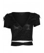 Punk Rave Black Gothic Bandage Cross Short Sleeve Casual T-Shirt for Women
