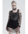 Punk Rave Black Gothic Punk Daily Wear Big Mesh T-Shirt for Women