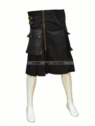 Pentagramme Black Buckle Belt Gothic Skirt for Men