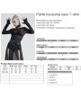 Punk Rave Black Gothic Off-the-Shoulder Transparant Cobweb Long Sleeve T-Shirt for Women