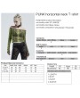 Punk Rave Green Gothic Grunge Off-the-Shoulder Transparant Long Sleeve T-Shirt for Women
