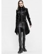 Devil Fashion Black Gothic Punk Rivet Splicing Long Sleeve PU Jacket for Women