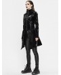 Devil Fashion Black Gothic Punk Rivet Splicing Long Sleeve PU Jacket for Women