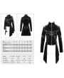 Devil Fashion Black Gothic Punk Rivet Splicing Long Sleeve PU Jacket for Women