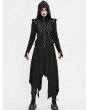 Devil Fashion Black Gothic Punk Irregular Long Sleeve Hooded Coat for Women