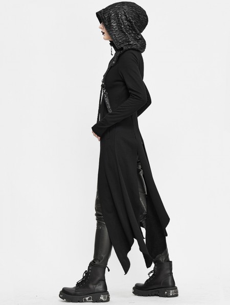Devil Fashion Black Gothic Punk Irregular Long Sleeve Hooded Coat for ...
