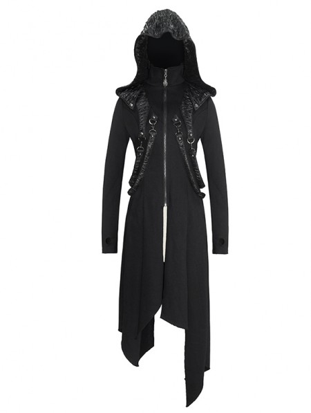 Devil Fashion Black Gothic Punk Irregular Long Sleeve Hooded Coat for ...