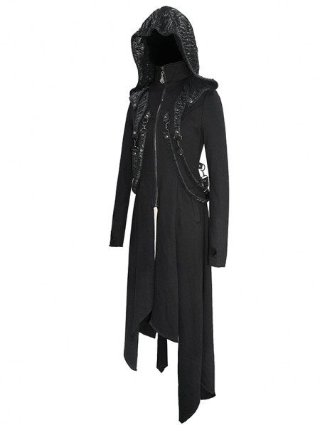 Devil Fashion Black Gothic Punk Irregular Long Sleeve Hooded Coat for ...