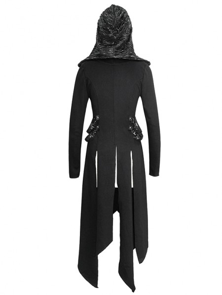 Devil Fashion Black Gothic Punk Irregular Long Sleeve Hooded Coat for ...