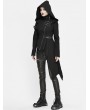 Devil Fashion Black Gothic Punk Long Sleeve Hooded Asymmetric Coat for Women