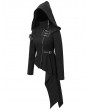 Devil Fashion Black Gothic Punk Long Sleeve Hooded Asymmetric Coat for Women