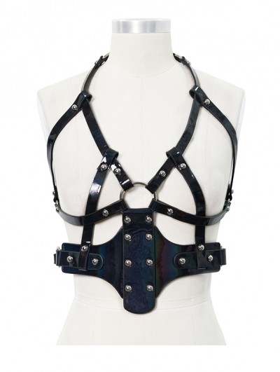 Devil Fashion Black Gothic Punk PU Leather Harness Belt for Women