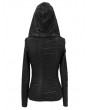 Devil Fashion Black Gothic Punk Long Sleeve Hooded T-Shirt for Women