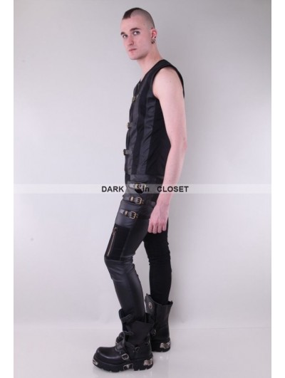 Pentagramme Black Buckle Belt Gothic Pants for Men