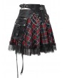 Devil Fashion Black and Red Street Fashion Gothic Grunge Punk Plaid Mini Skirt