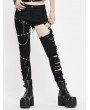 Devil Fashion Black Gothic Punk Rock Asymmetric Long Slim Pants for Women