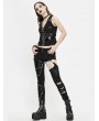 Devil Fashion Black Gothic Punk Rock Asymmetric Long Slim Pants for Women