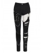 Devil Fashion Black Gothic Punk Rock Asymmetric Long Slim Pants for Women