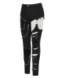 Devil Fashion Black Gothic Punk Rock Asymmetric Long Slim Pants for Women