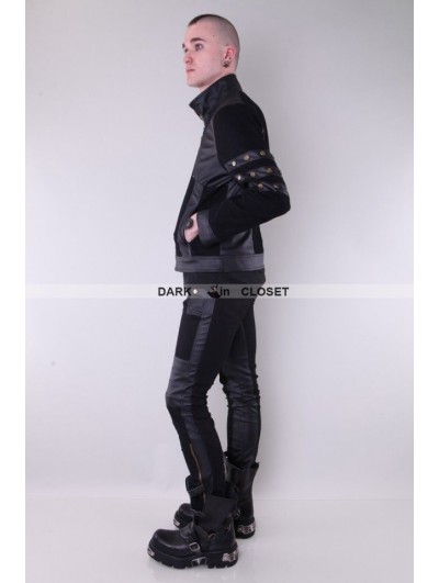 Pentagramme Black Leather Buckle Belt Gothic Pants for Men