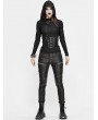 Devil Fashion Black Gothic Punk PU Leather Long Slim Pants for Women