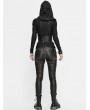 Devil Fashion Black Gothic Punk PU Leather Long Slim Pants for Women