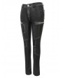 Devil Fashion Black Gothic Punk PU Leather Long Slim Pants for Women