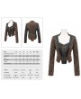 Devil Fashion Brown Vintage Steampunk Jacquard Short Jacket for Women