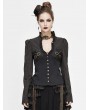Devil Fashion Brown Vintage Steampunk Striped Long Sleeve Shirt for Women