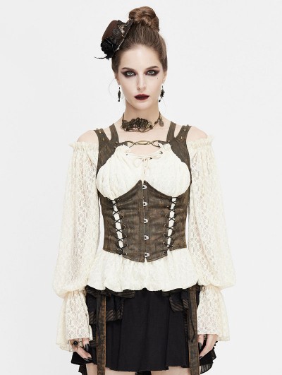 Devil Fashion Brown Vintage Steampunk Do Old Vest for Women