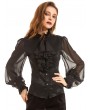 Pentagramme Black Vintage Gothic Long Sleeve Daily Wear Blouse for Women