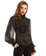 Pentagramme Black Vintage Gothic Long Sleeve Daily Wear Blouse for Women