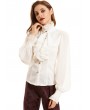 Pentagramme White Vintage Gothic Long Sleeve Daily Wear Blouse for Women