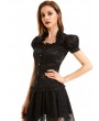 Pentagramme Black Gothic Short Puff Sleeve Casual Shirt for Women