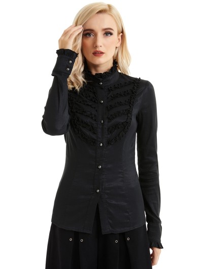 Pentagramme Black Gothic Long Sleeve Daily Wear Blouse for Women