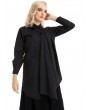 Pentagramme Black Gothic Irregular Long Sleeve Daily Wear Blouse for Women