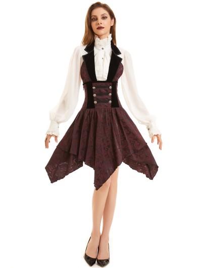 Pentagramme Black and Red Vintage Pattern Gothic Irregular Vest Dress